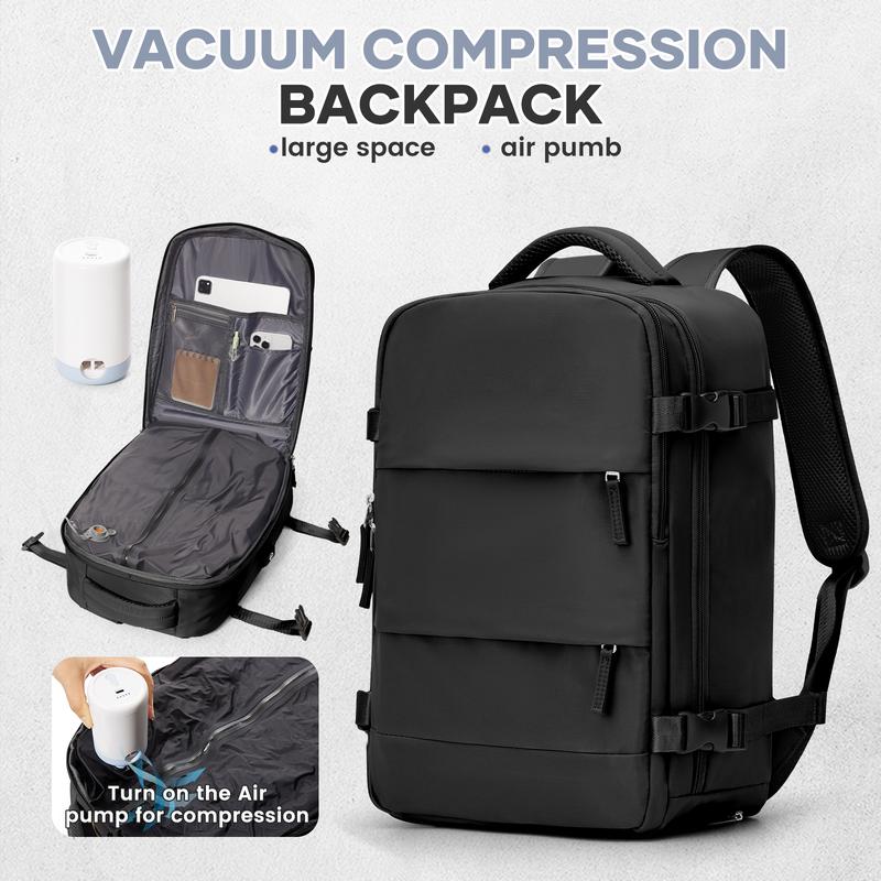VACUUM COMPRESSION TRAVEL BACKPACK WITH BUILT-IN AIR PUMP