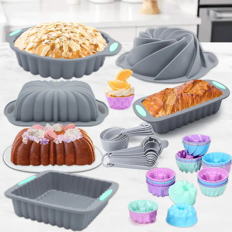 46/25-Piece Silicone Baking Pan Set: Non-Stick Essentials for Every Baker