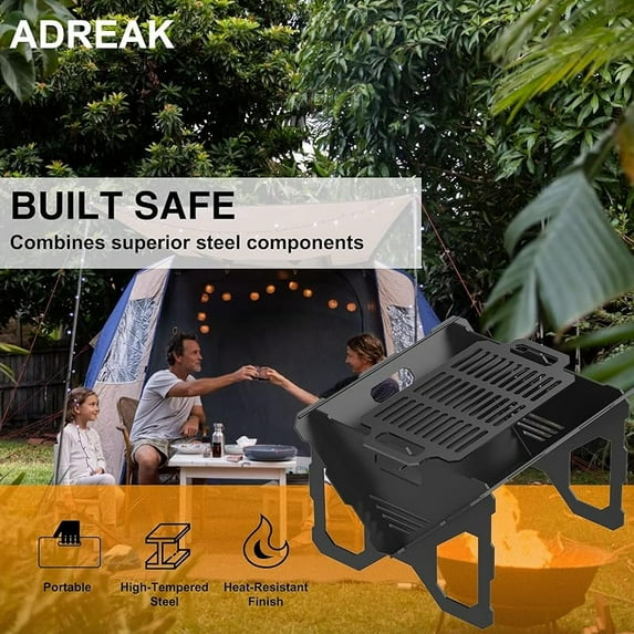 Foldable Stainless Steel Groove Grill & Portable Fire Pit