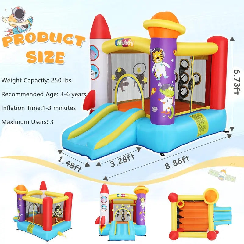 Astronaut Themed DIY Inflatable Bounce House – Perfect for Kids 3-8!
