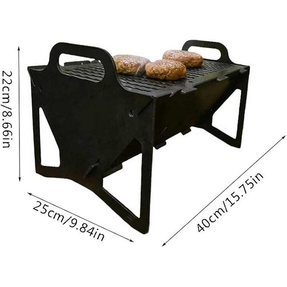 Foldable Stainless Steel Groove Grill & Portable Fire Pit