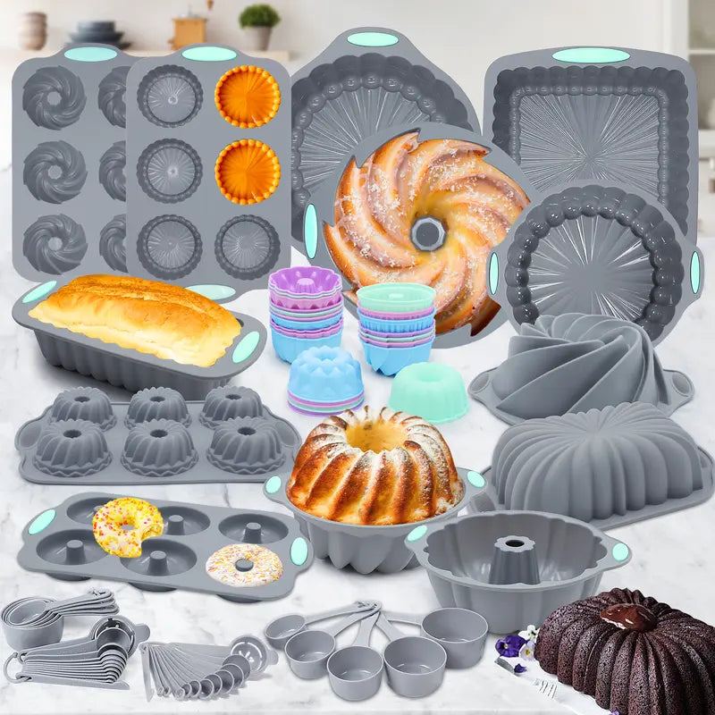 46/25-Piece Silicone Baking Pan Set: Non-Stick Essentials for Every Baker