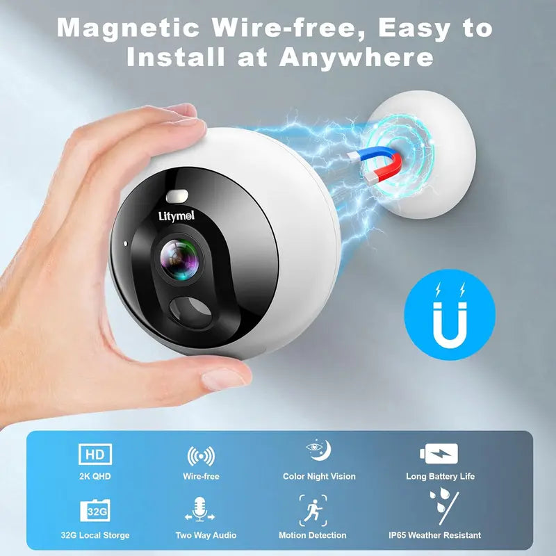 Magnetic Wireless Window Security Camera: 2K Protection You Can Trust