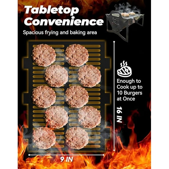 Foldable Stainless Steel Groove Grill & Portable Fire Pit