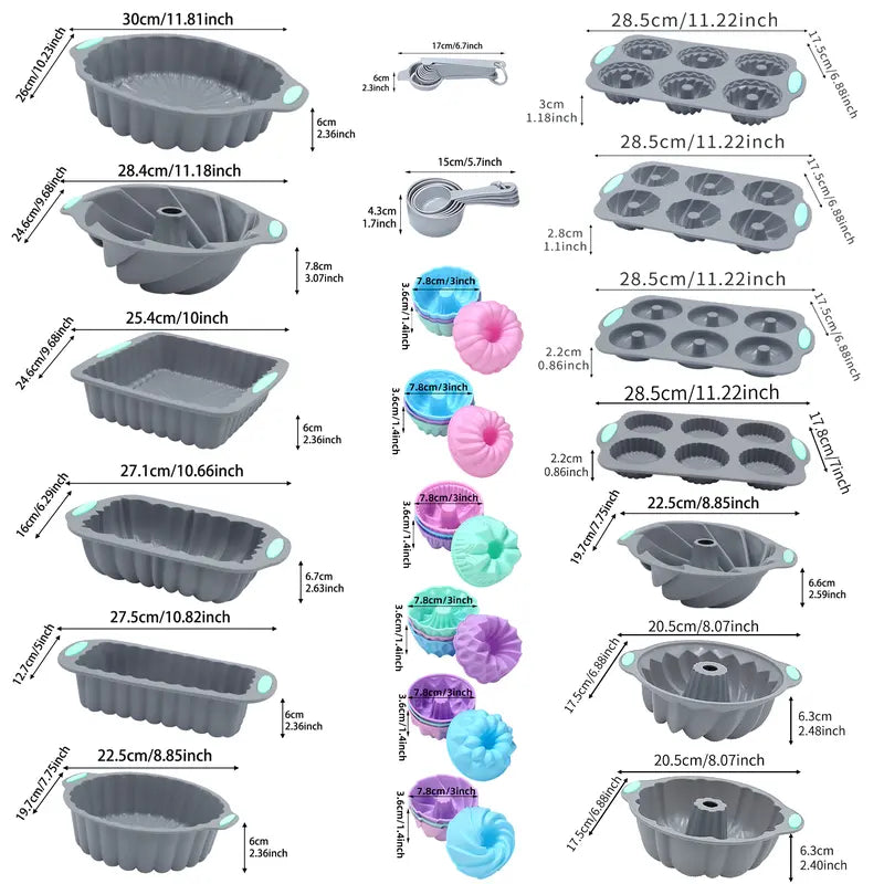 46/25-Piece Silicone Baking Pan Set: Non-Stick Essentials for Every Baker