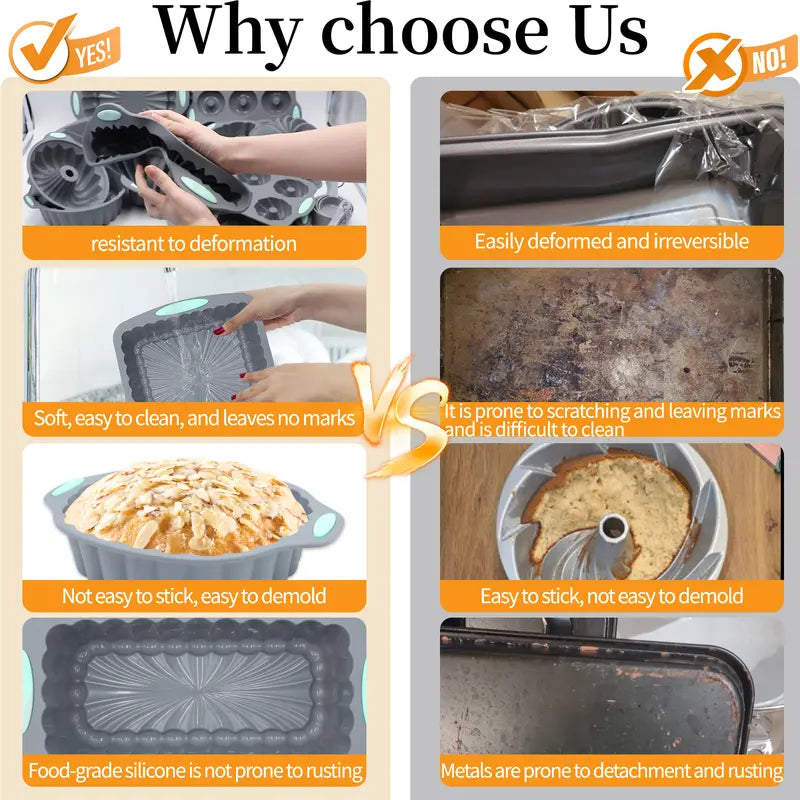 46/25-Piece Silicone Baking Pan Set: Non-Stick Essentials for Every Baker