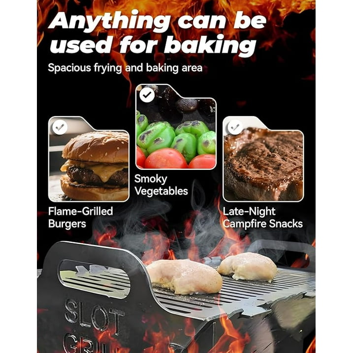 Foldable Stainless Steel Groove Grill & Portable Fire Pit