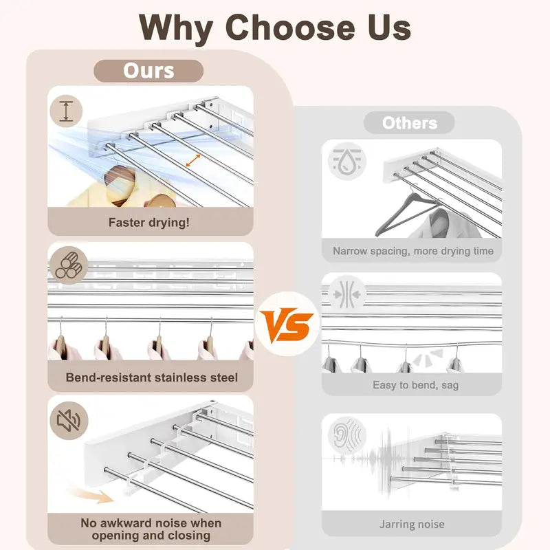 Wall-Mounted Foldable Indoor Drying Rack: Space-Saving & Invisible Design