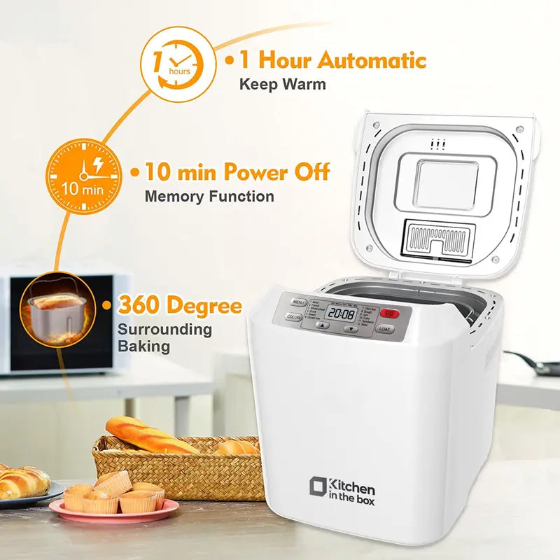 12-in-1 Automatic Bread Maker (Up to 2LB) – Bake Like a Pro at Home!