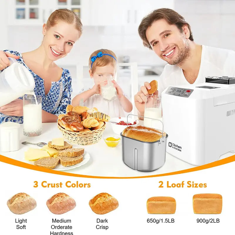 12-in-1 Automatic Bread Maker (Up to 2LB) – Bake Like a Pro at Home!