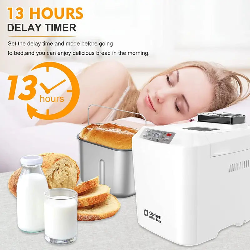 12-in-1 Automatic Bread Maker (Up to 2LB) – Bake Like a Pro at Home!